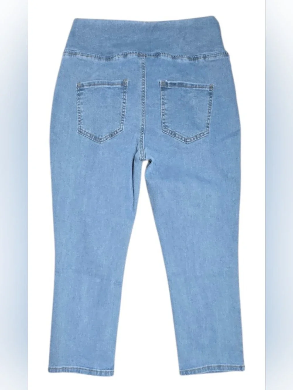 Crossover Waist Capris In Light Blue 6 TALL